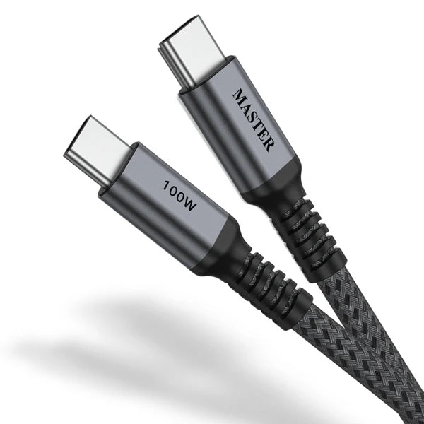 كيبل ماستر يو اس بي سي الى يو اس بي سي مضفر بقوة 100 واط, 1.2 متر | Master Braided USB-C to USB-C Cable 100W 1.2M.