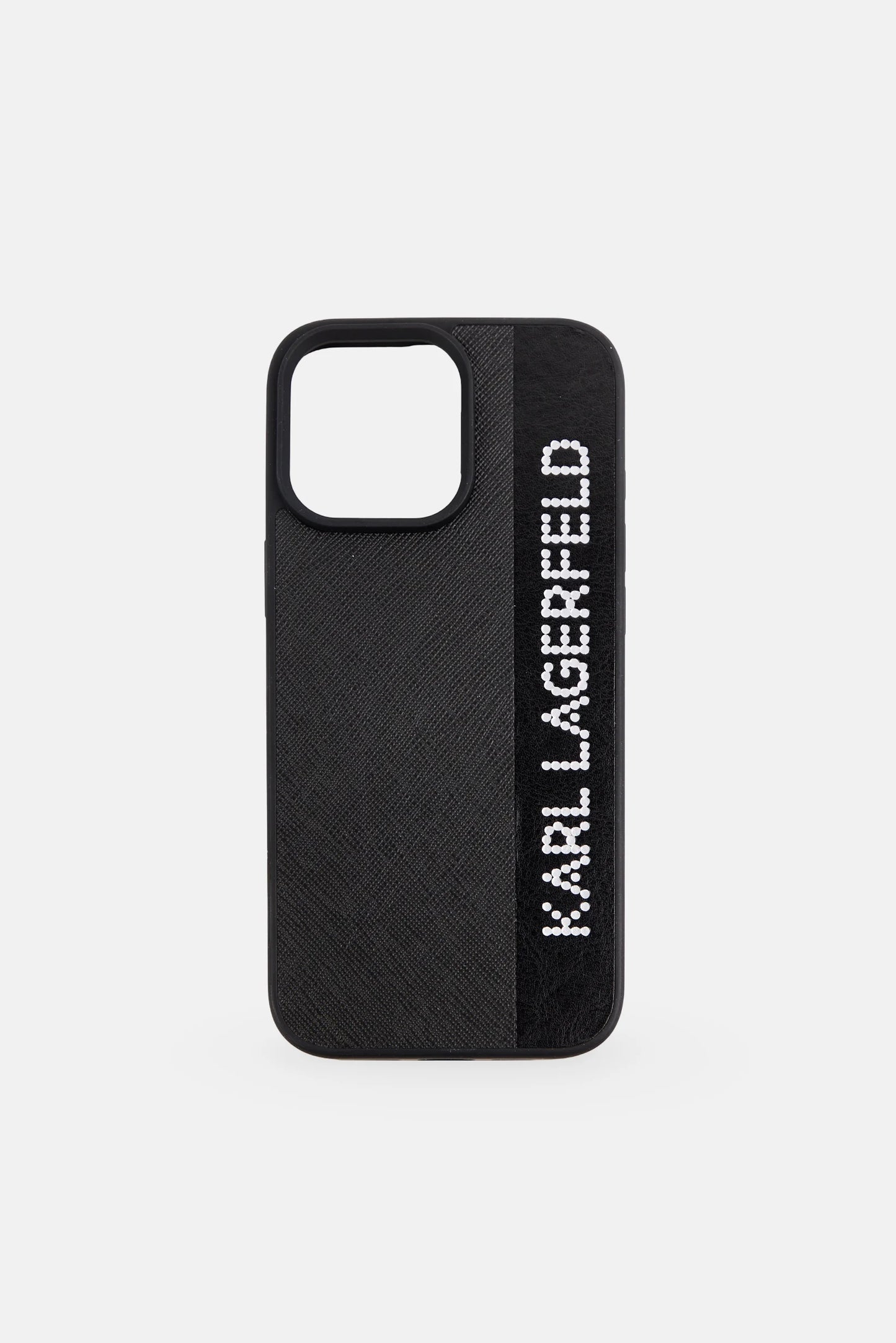 Karl Lagerfeld Saffiano Leather Hard Case with Elongated Logo for iPhone 16 Pro Max | كفر كارل لاغرفيلد بجلد سافيانو وشعار ممدود لهاتف ايفون 16 برو ماكس