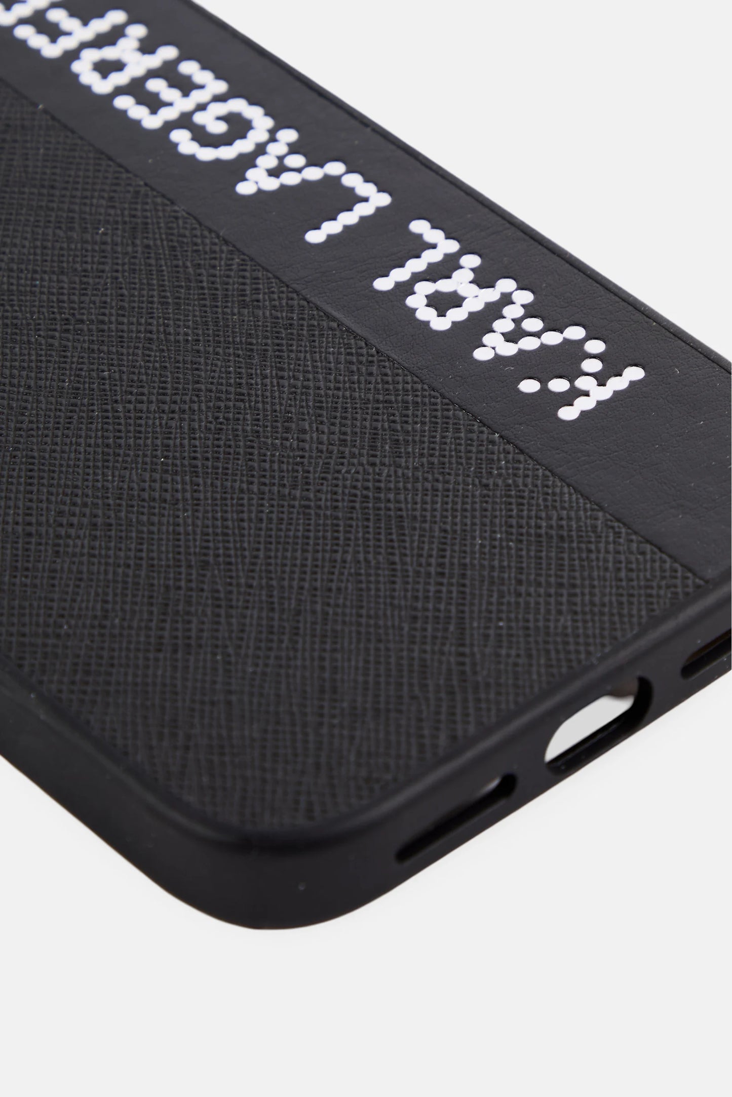 Karl Lagerfeld Saffiano Leather Hard Case with Elongated Logo for iPhone 16 Pro Max | كفر كارل لاغرفيلد بجلد سافيانو وشعار ممدود لهاتف ايفون 16 برو ماكس