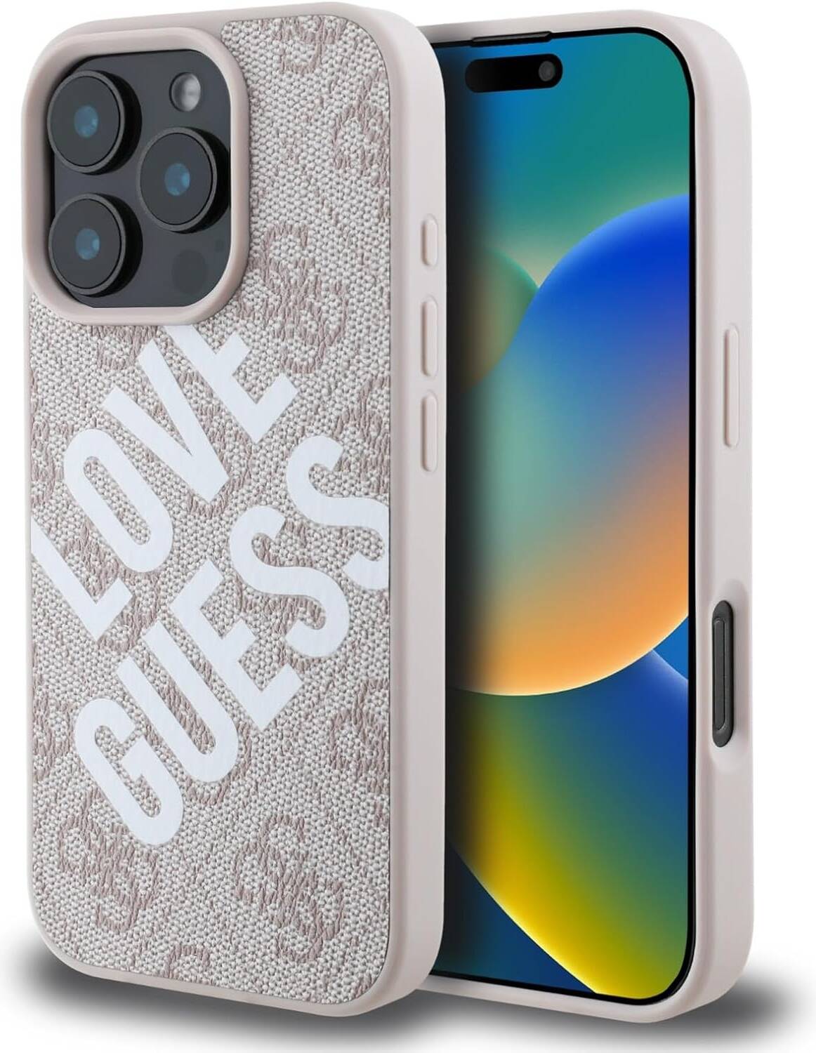 GUESS PU 4G Hard Case with Big Love Logo for iPhone 16 Pro | كفر GUESS بتصميم 4 جي PU وشعار لاف كبير لجهاز ايفون 16 برو