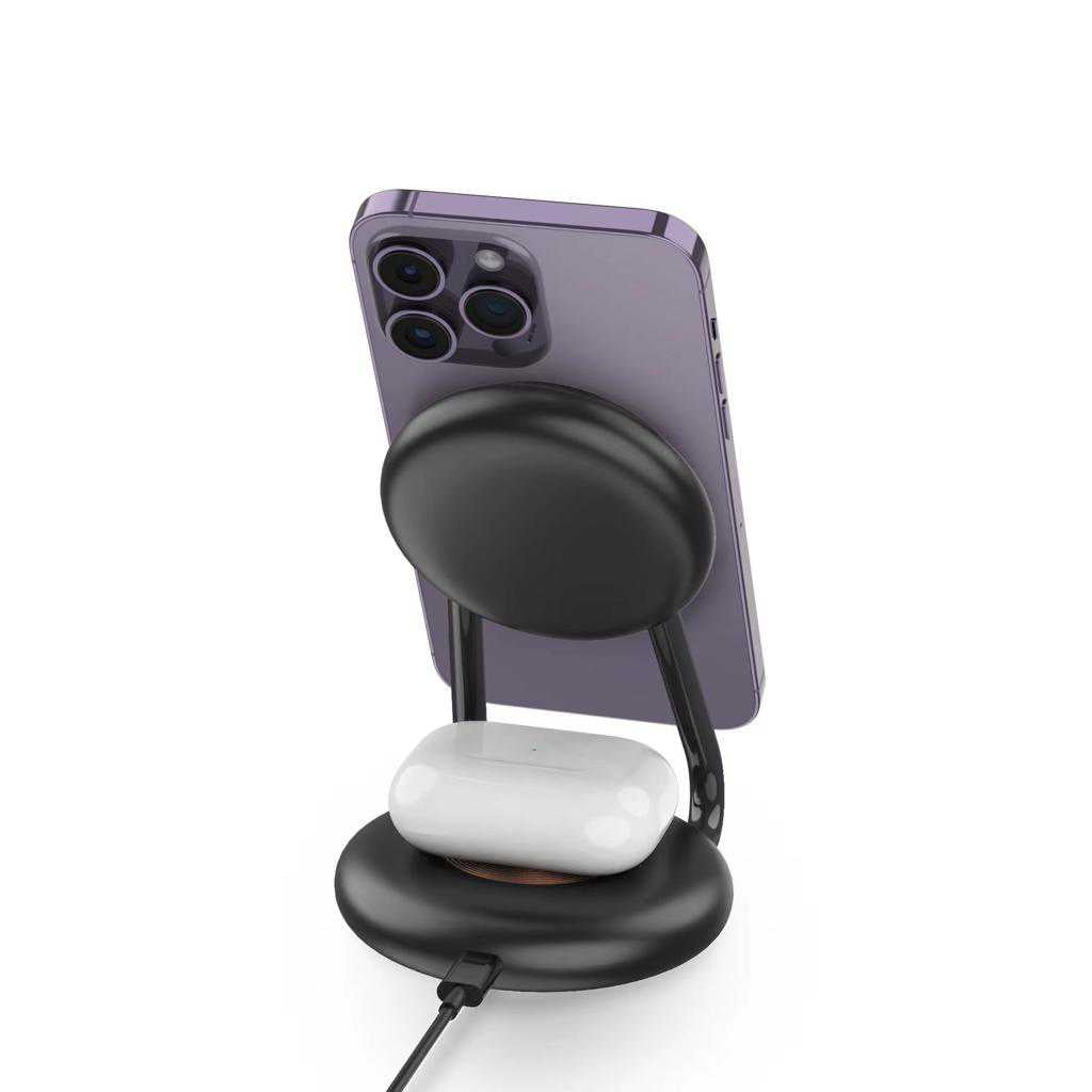 قاعدة شحن جرين لايون 3 في 1 بقدرة شحن 15 واط - اسود | Green Lion 3 in 1 MagCharge Hub 15W - Black