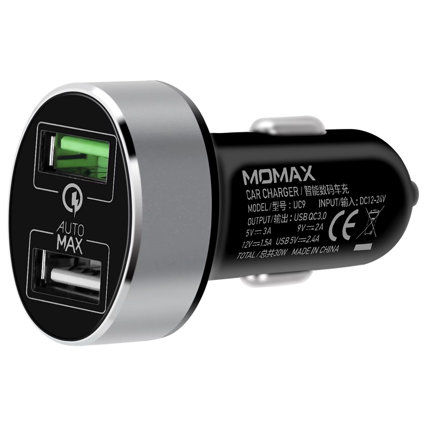 Momax USB Qualcomm 3.0 Fast Car Charger - شاحن سيارة سريع موماكس يو اس بي كوالكوم 3.0