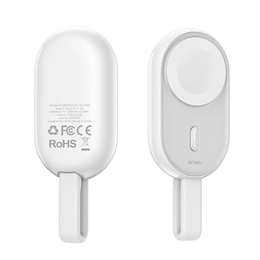 WiWU M20 Portable 2-in-1 Wireless Charger with 1200mAh Power Bank - شاحن لاسلكي 2 في 1 مع باور بانك 1200ميلي أمبير للساعة والهواتف من ويوو