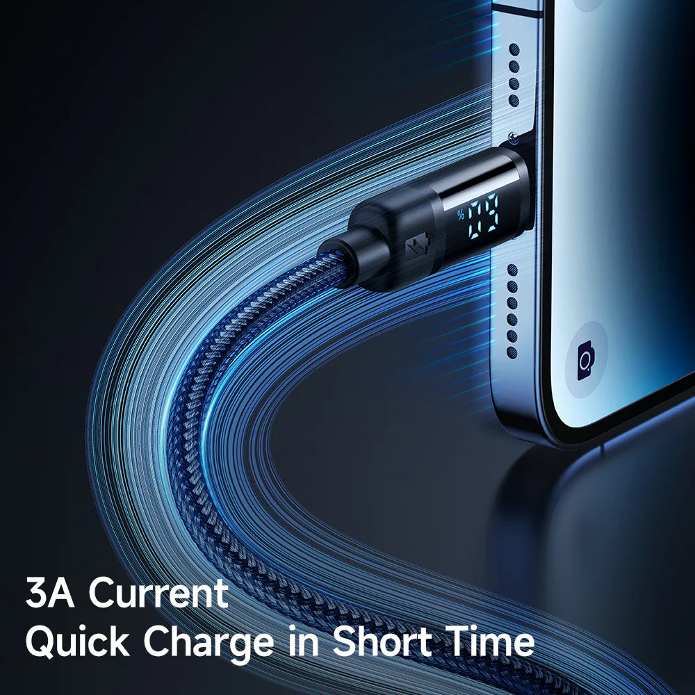 Mcdodo 3A Battery Level Display USB To Lightning Cable 1.2m - ماكدودو عرض مستوى البطارية يو اس بي إلى كابل لايتننغ 1.2 متر