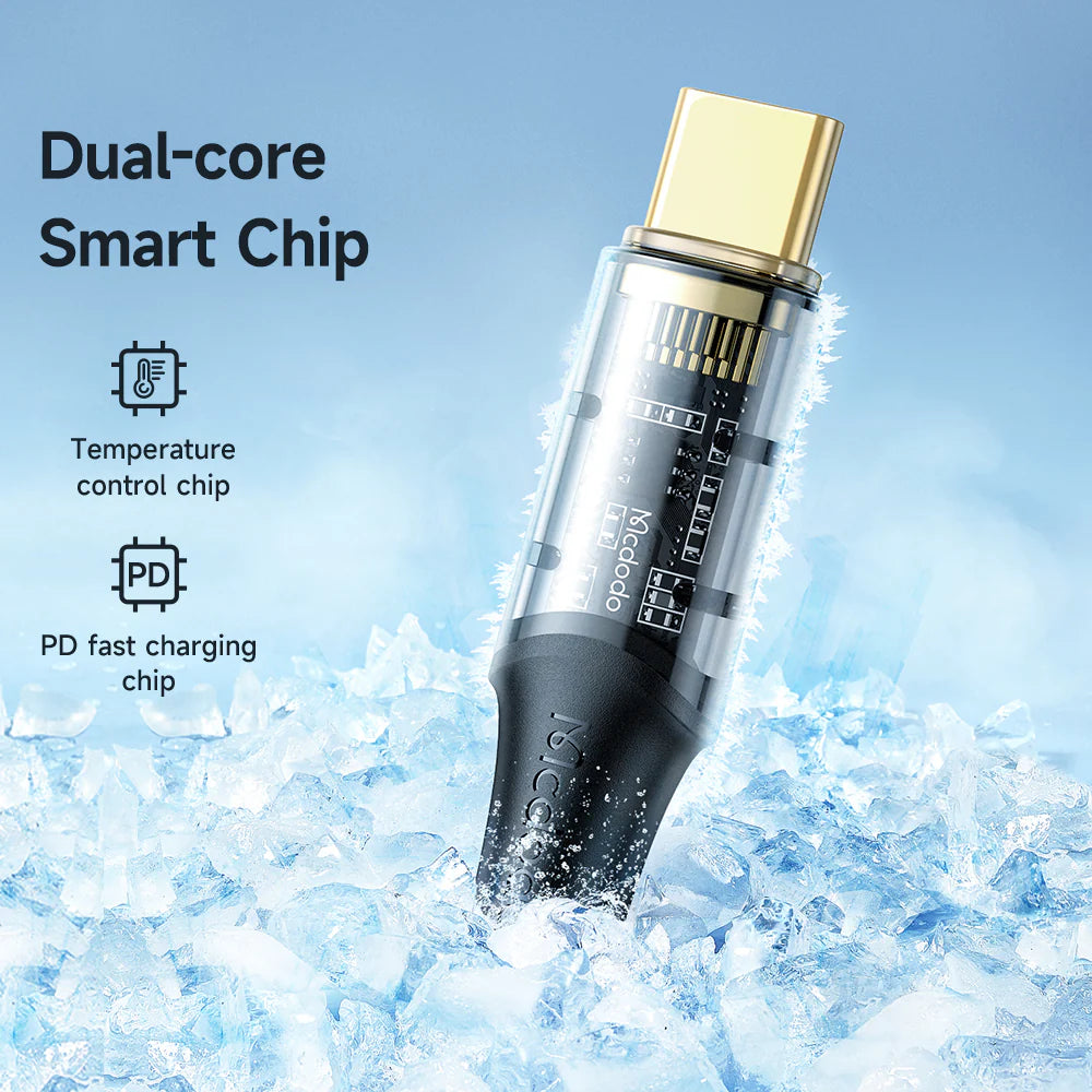 Mcdodo Type-C to Type-C PD 100W Transparent Data Cable - كيبل تايب سي الة تايب سي سريغ الشحن بقدرة 100واط من مكدودو