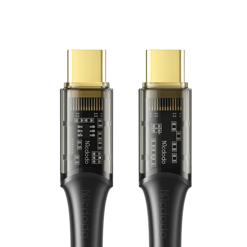 Mcdodo Type-C to Type-C PD 100W Transparent Data Cable - كيبل تايب سي الة تايب سي سريغ الشحن بقدرة 100واط من مكدودو