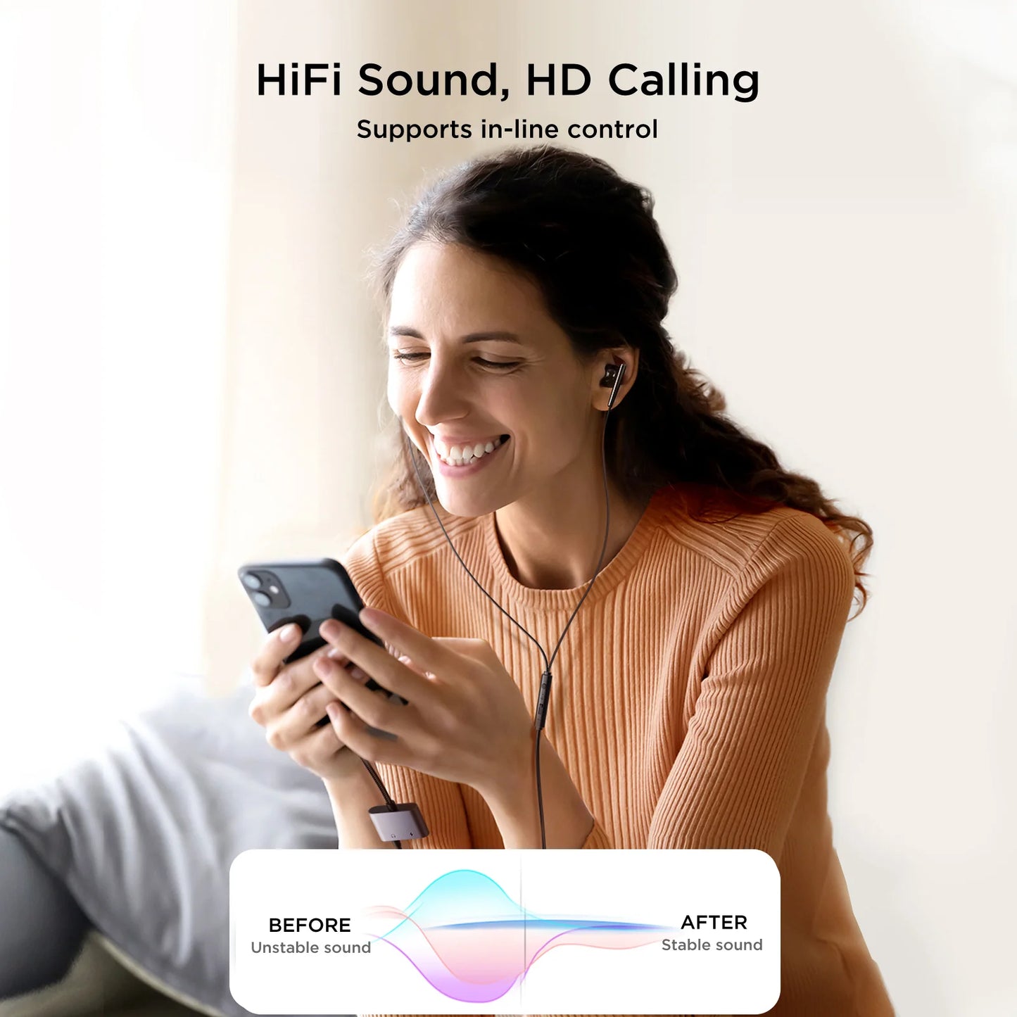 محوّل جويرووم 2 في 1 من لايتنينغ إلى منفذي لايتننغ (شحن + صوت) | JOYROOM SY-L02 2-in-1 Lightning Audio Adapter