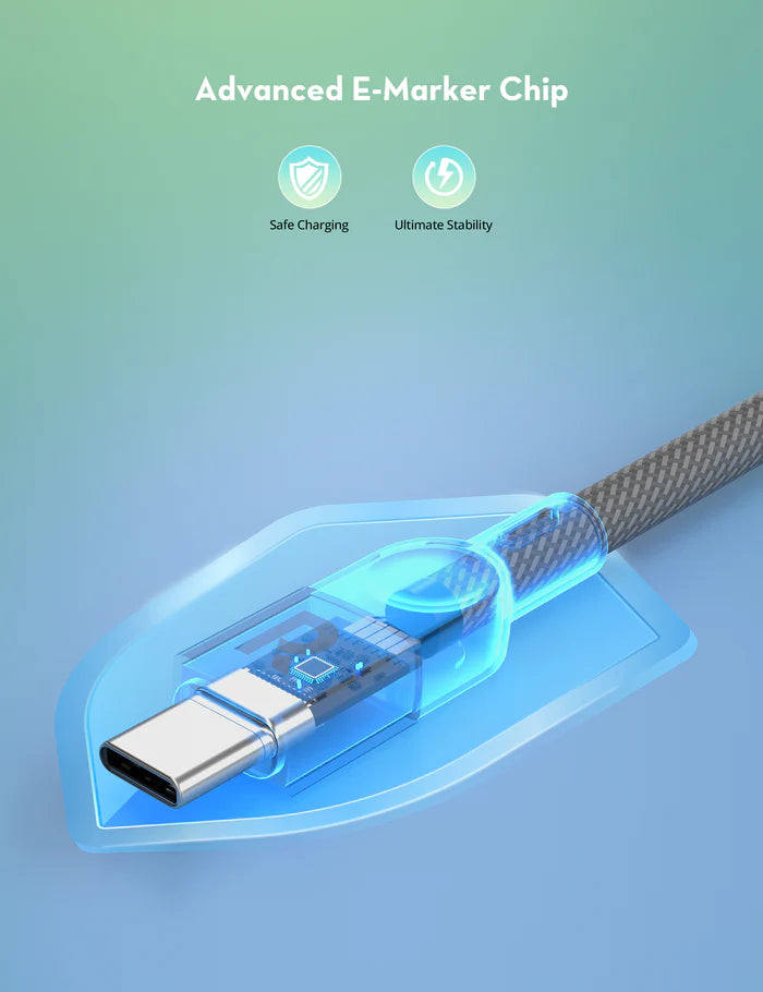 RAVPower RP-CB1039 100W Magnetic USB-C to USB-C Nylon Braided Cable - راف باور كابل مغناطيسي تايب سي إلى تايب سي بقوة 100 واط مجدول نايلون