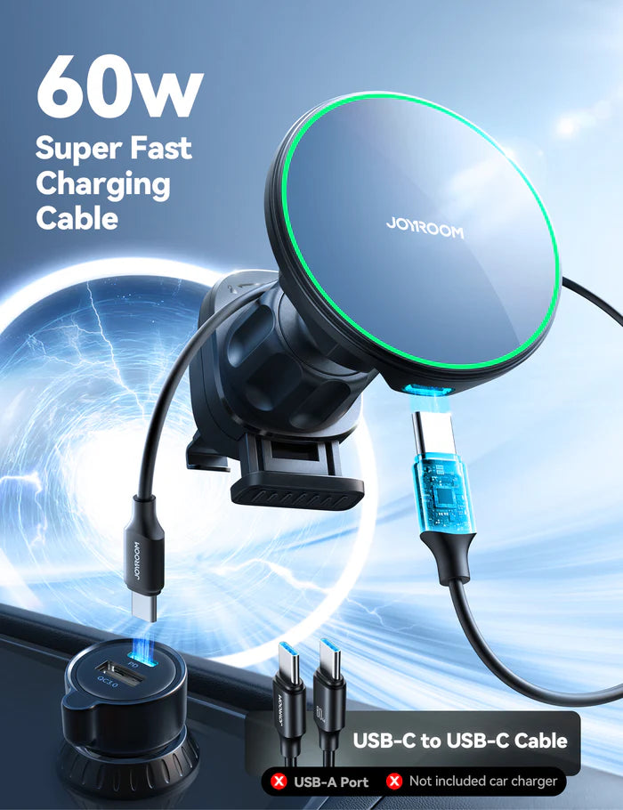 شاحن وحامل هاتف مغناطيسي للسيارة لفتحات التهوية من جويرووم بقدرة شحن لاسلكي 15 واط | JOYROOM JR-ZS412 Magnetic Wireless Air Vent Car Charger Mount – Qi2 15W