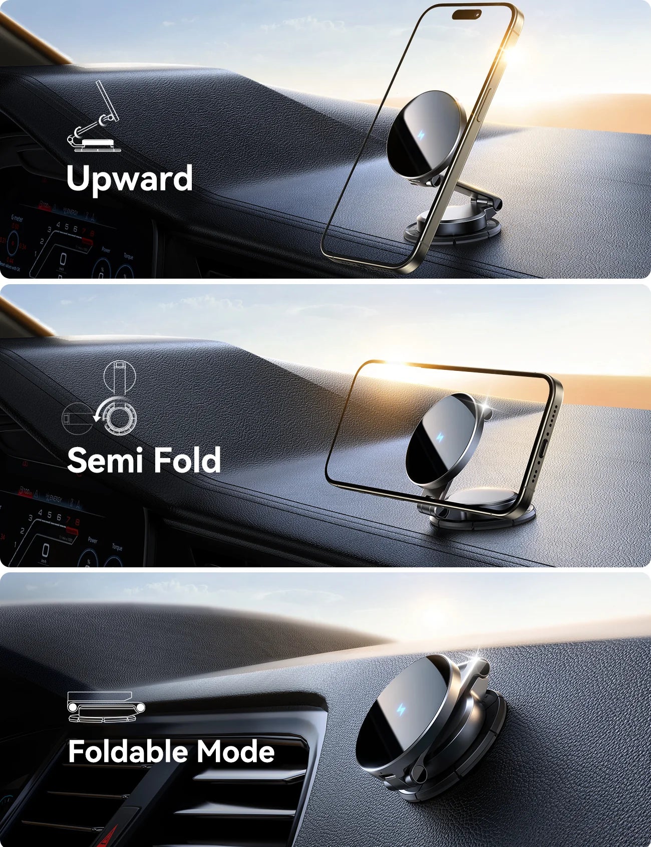 حامل وشاحن هاتف للسيارة لاسلكي مغناطيسي بقدرة شحن 15 واط من جويرووم | JOYROOM JR-ZS408 Magnetic Wireless Car Charger 15W Fast Charging Holder