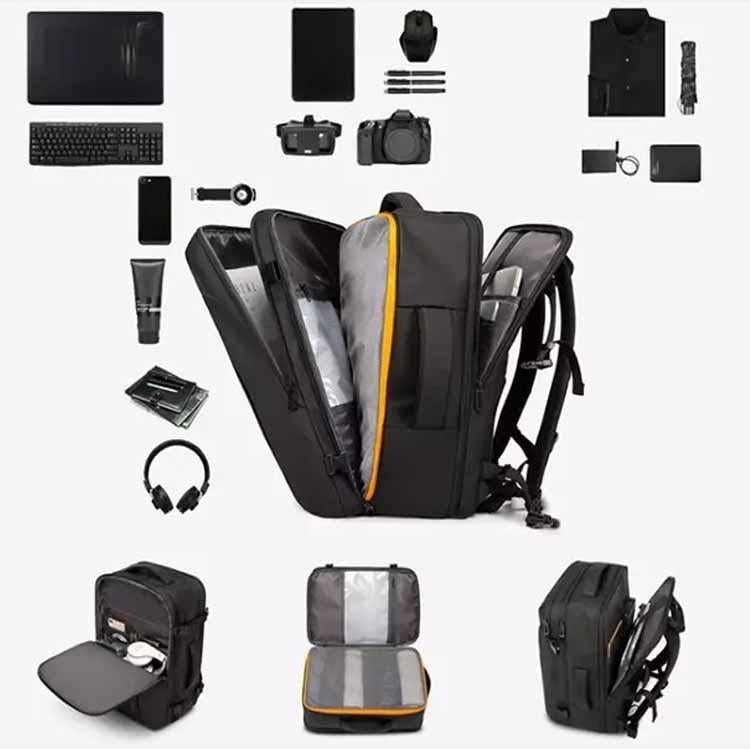 حقيبة ظهر بانجي 1909 بسعة 35 لتر مقاومة للماء بتصميم سفر وسعة لابتوب 15.6 انش - اسود | BANGE 1909 35L Waterproof 15.6-Inch Travel Laptop Backpack – Black