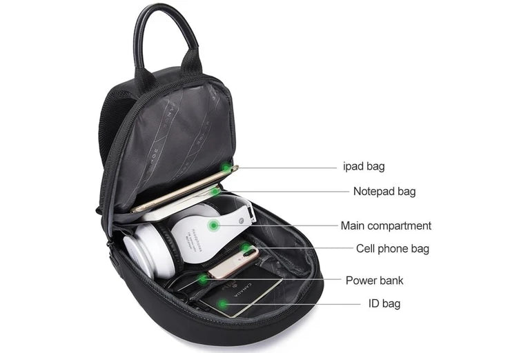 Bange Men Epithelium Coating Waterproof Crossbody Chest Bag with USB Port | حقيبة كتف رجالية من بانجي, مقاومة للخدوش والماء مع منفذ يو اس بي