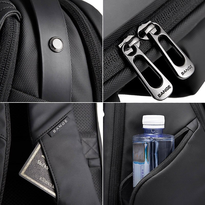 حقيبة بانجي 2581 بريميوم مضادة للسرقة ومقاومة للماء - اسود | BANGE 3581 Premium Quality Anti-Theft Backpack – Black