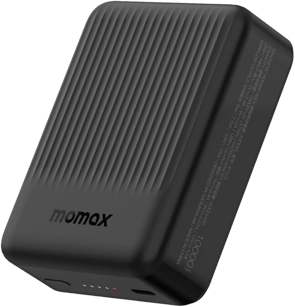 Momax Q.Mag Minimal 2, 10000mAh Magnetic Wireless Power Bank for MagSafe - باور بانك موماكس كيو ماج مينيمال 2 اللاسلكي المغناطيسي بسعة 10000 مللي امبير, متوافق مع ماج سايف