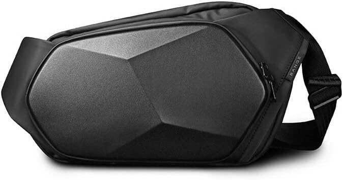 Bange Men Polyhedral Hard Shell Crossbody Chest Bag - Black | حقيبة كتف حول الجسم صلبة متعددة الزوايا للرجال من بانج - اسود