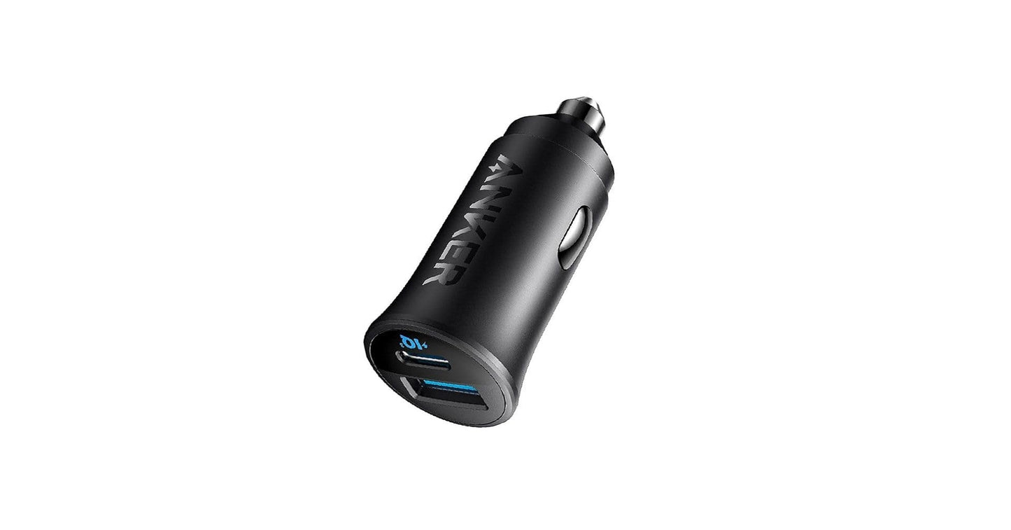 شاحن سيارة أنكر بقدرة 30 واط, بمنفذي يو اس بي سي و يو اس بي اي | Anker 30W Car Charger – Dual Port USB-C & USB-A