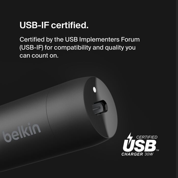 Belkin BoostCharge USB-C PD Car Charger 30W - شاحن سيارة سريع الشحن بقوة 30واط ومنفذ تايب سي من بيلكن