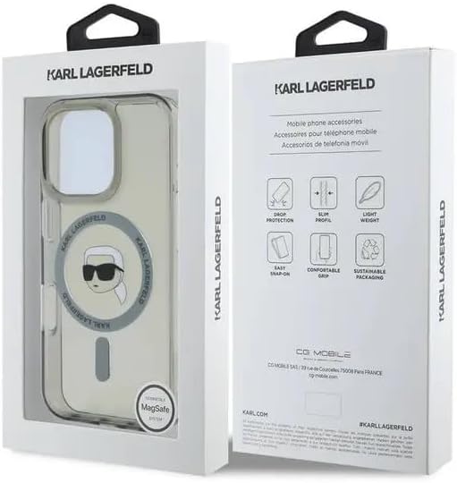 Karl Lagerfeld MagSafe IML Hard Case with Karl Head for iPhone 16 Pro Max – Black | كفر كارل لاغرفيلد صلب بتقنية IML ودعم ماج سيف لهاتف ايفون 16 برو ماكس - اسود