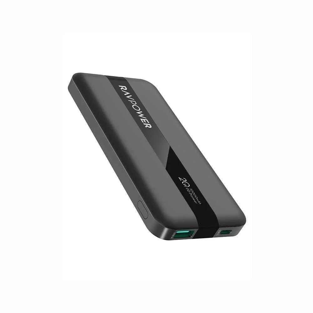 باور بانك راف باور بسعة 10,000 مللي امبير وبقدرو شحن 20 واط - اسود | RAVPOWER PB1236 20W 2 Ports Power Bank (10000mAh) – Black