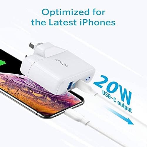 شاحن انكر باور بورت بقدرة 20 واط منفذين يو اس بي و15 واط يو اس بي أ - Anker PowerPort PD+ 2 20W 2-Port USB-C & 15W USB- A