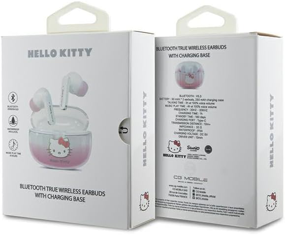 Hello Kitty True Wireless Earbuds with Gradient Electroplating Logo | سماعة Hello Kitty لاسلكية بتصميم متدرج وشعار كهربائي