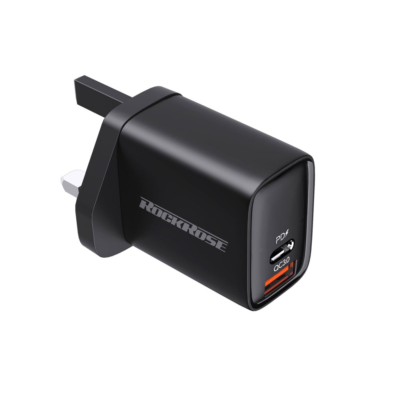 RockRose Casa AC Neo Black Wall Charger - روك روز شاحن جداري 20 واط بي دي و كيو سي 3.0