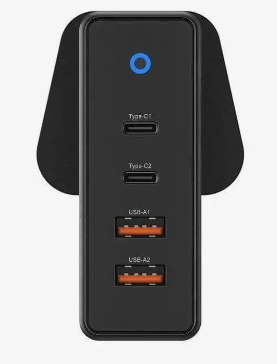 شاحن جداري اميزنك ثنك بقدرة شحن 100 واط مع منفذين يو اس بي اي ومنفذين تايب سي - اسود | AMAZINGTHING Thunder Pro GaN 100W 2C2A Wall Charger – Black