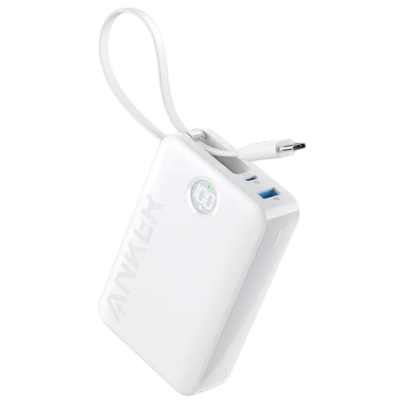 باور بانك أنكر 335 بسعة 20,000 مللي أمبير وبقدرة شحن 22.5 واط مع كيبل تايب سي مدمج | Anker 335 Power Bank 20,000mAh with Built-in USB-C