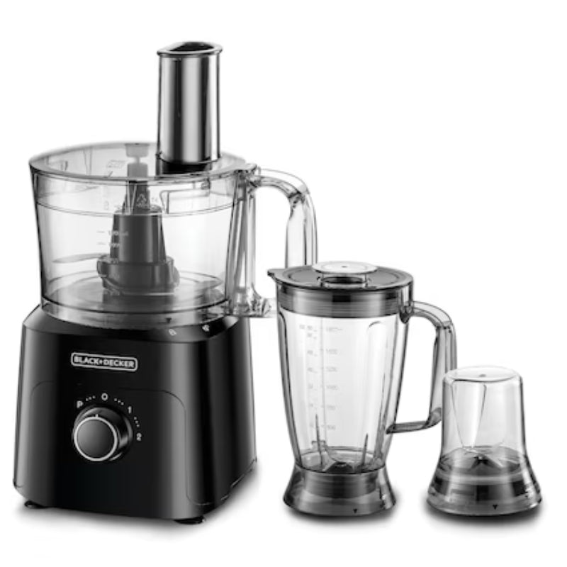 محضر طعام 750 واط بسعة 1.5 لتر مع شفرات ستانلس ستيل - Black&Decker FX775-B5 Food Processor 750W
