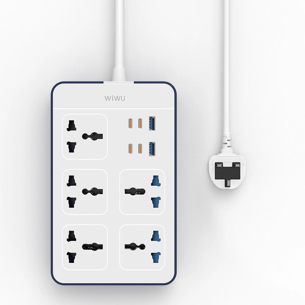وصلة كهربائية ويوو 11 في 1 بمنفذين يو اس بي اي و 4 منافذ تايب سي بقدرة شحن 20 واط وكيبل بطول 2 متر | WiWU Wi-S006 PS524 20W GaN 11 in 1 Multifunction Power Strip – 2m Cable
