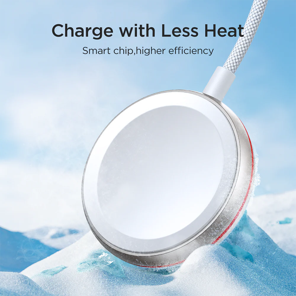 كيبل شحن مغناطيسي جويرووم S-IW011 لساعات ابل بمنفذ تايب سي وبطول 1.2 متر - ابيض | S-IW011 iP Watch Magnetic Charging Cable (USB-C) 1.2m - White