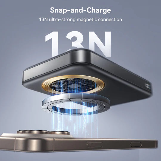 باور بانك جويرووم مغناطيسي لاسلكي QI2 بسعة 10,000 مللي امبير وبقدرة شحن 22.5 واط مع حامل حلقي - اسود | JOYROOM JR-PBM12 22.5W Magnetic Wireless Power Bank with Ring Holder 10000mAh – Black