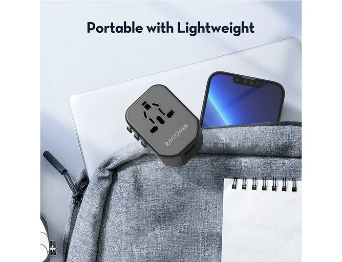 شاحن جداري بقدرة 20واط ب 3 منافذ من راف باور - RAVPower 20W 3-Port Travel Charger Universal Power Adapter