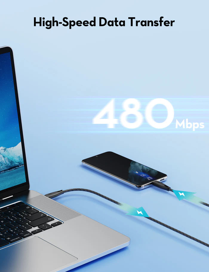 RAVPower Type-C to Type-C Cable 1.5m – RP-CB1035 - كابل راف باور تايب سي إلى تايب سي بطول 1.5 متر