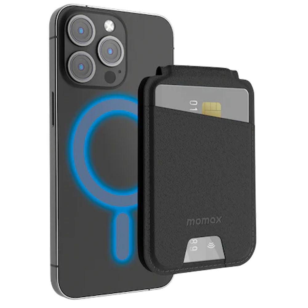 Momax 1-Wallet Magnetic Stand Card Holder | MagSafe Compatible - حافظة بطاقات موماكس 1-واليت المغناطيسية متعددة الوظائف, تدعم تقنية ماج سيف