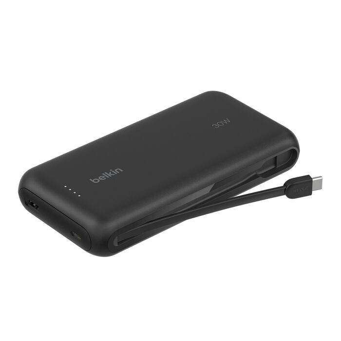 Belkin Power Bank 20K with USB-C Cable 30W Fast Charging - باور بانك بلكن 20 ألف مع كابل مدمج