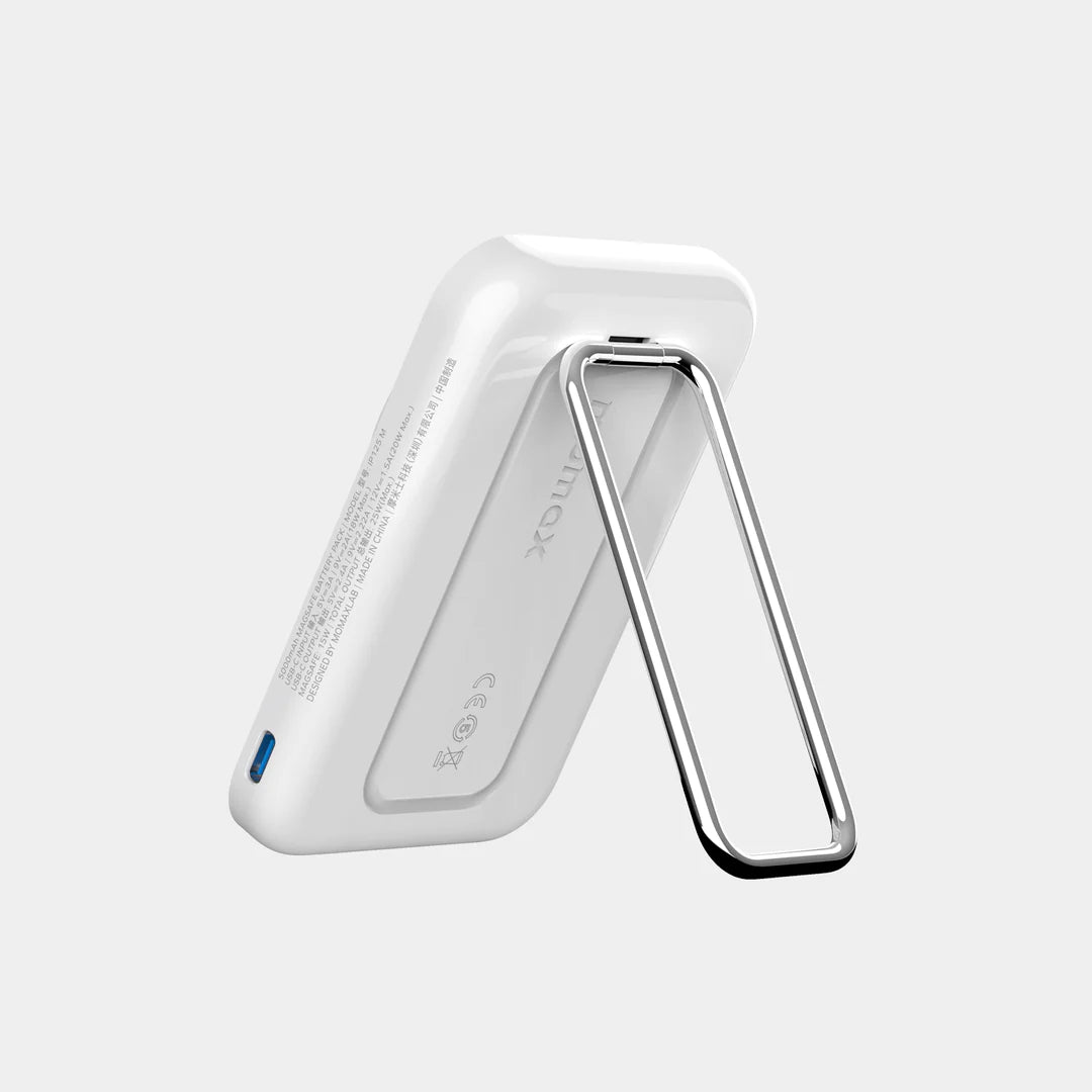 Momax 1-Power Flow Pro, 5000mAh MagSafe Battery Pack With Stand - بور بانك موماكس 1-بور فلو برو مغناطيسي لاسلكي بسعة 5000 مللي امبير مع مسند, متوافق مع ماج سايف