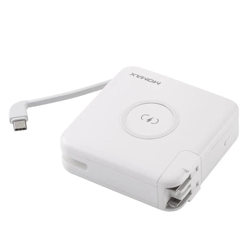 Momax Q.Power Plug, Wireless Portable PD Charger with Built-in Wall Plugs and USB-C - شاحن مومكس Q.Power Plug لاسلكي محمول يدعم PD مع مقابس حائط مدمجة وUSB-C