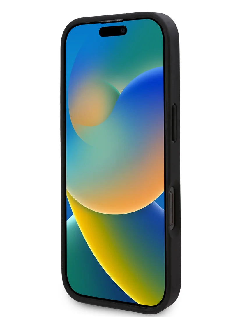 Karl Lagerfeld PU Hard Case with Karl Head for iPhone 16 Pro Max – Black | كفر كارل لاغرفيلد جلدي فاخر بشعار رأس كارل لايفون 16 برو ماكس - اسود