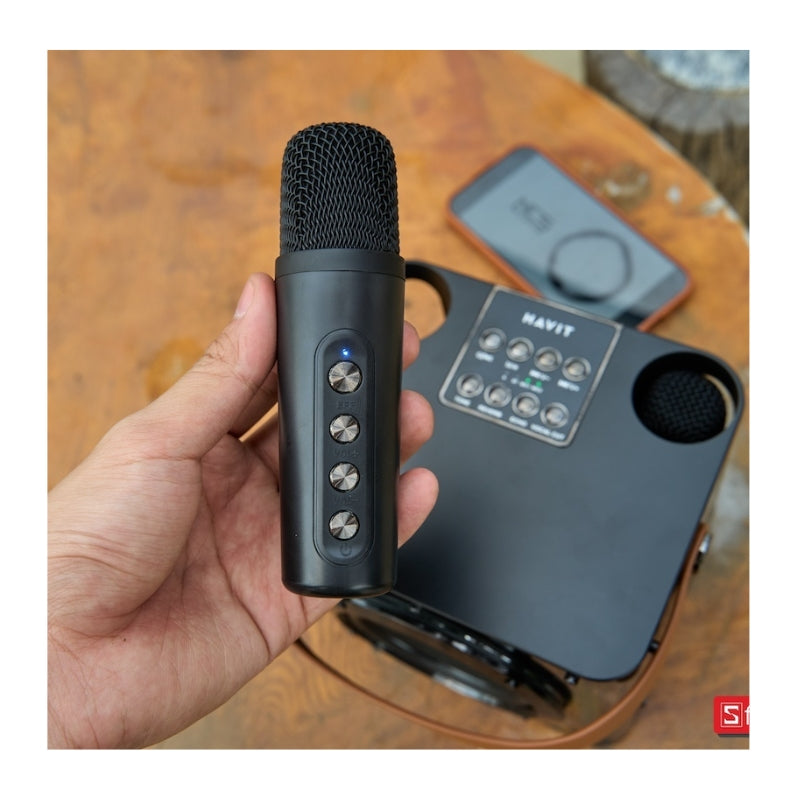 Havit SK822BT Family Karaoke Speaker Dual Wireless Mics – ميكروفون ومكبر صوت كاريوكي عائلي RGB من هافيت باللون الأسود