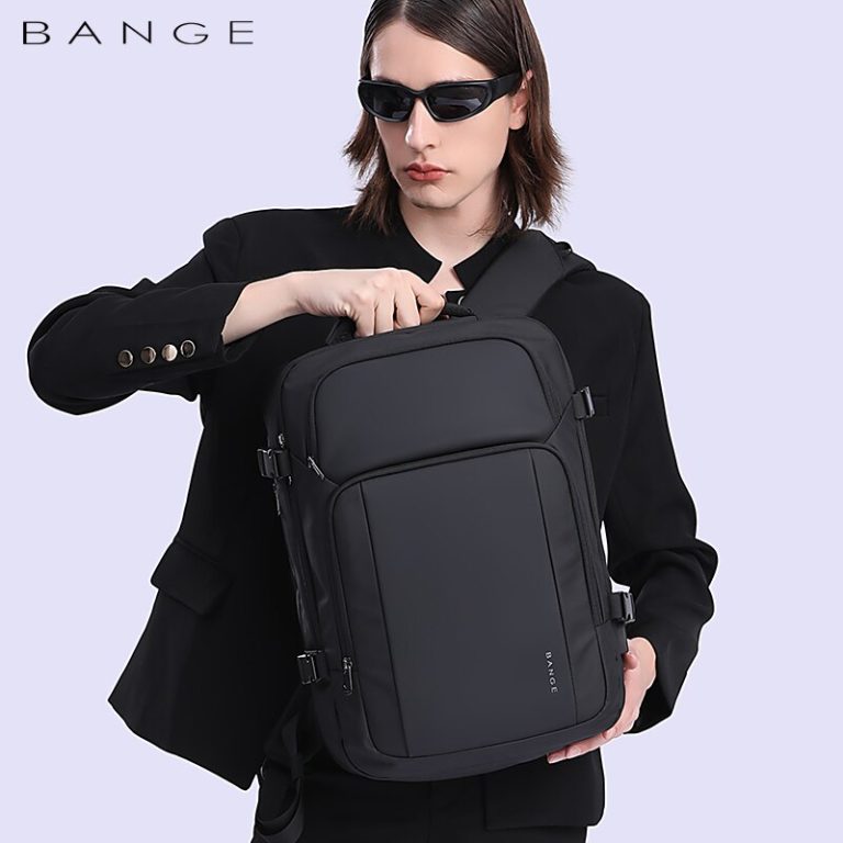 حقيبة ظهر بانجي للاعمال مضادة للسرقة بسعة كبيرة ومقاومة للماء - اسود | BANGE Men’s Business Double-Shoulder Waterproof Travel Backpack – Black