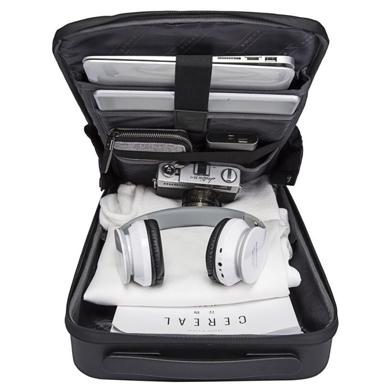 حقيبة ظهر بانجي بغطاء صلب للاعمال مضادة للماء مع منفذ يو اس بي - اسود | BANGE Business Hard Shell Computer Bag Men Backpack Waterproof Luggage – Black