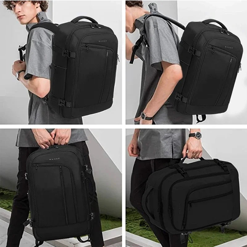 حقيبة ظهر بانجي 40 لتر للسفر والرحلات مع منظمات داخلية - اسود | BANGE BG-1916 40L Travel Overnight & Flight Storage Backpack – Black