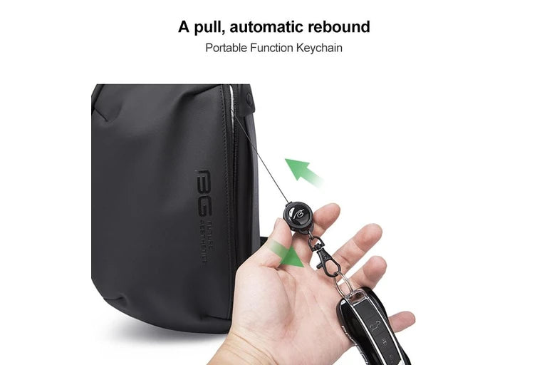 Bange Men Epithelium Coating Waterproof Crossbody Chest Bag with USB Port | حقيبة كتف رجالية من بانجي, مقاومة للخدوش والماء مع منفذ يو اس بي