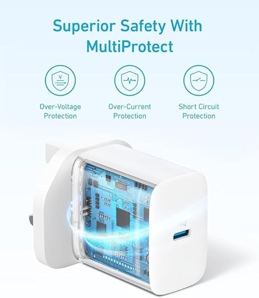 شاحن انكر يدعم شحن سريع 20 واط, بمنفذ USB-C + كيبل USB-C الى USB-C بطول 1.5م | Anker 20W USB-C Ultra Fast Charger With USB-C to USB-C Cable (1.5m)