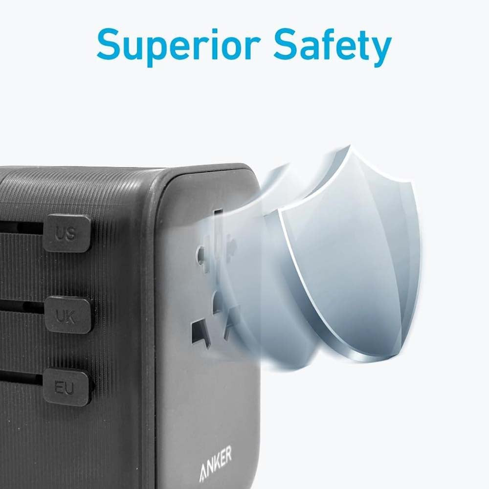 محول السفر انكر نانو 4 في 1, شحن سريع 65 واط بمنفذ يو اس بي سي | Anker Nano Travel Adapter 4-in-1, 65W USB-C Fast Charger