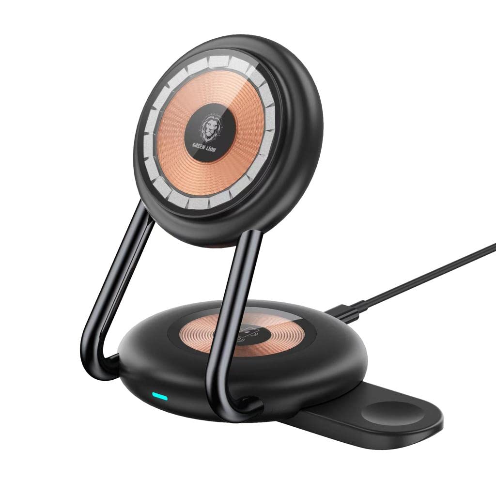 قاعدة شحن جرين لايون 3 في 1 بقدرة شحن 15 واط - اسود | Green Lion 3 in 1 MagCharge Hub 15W - Black