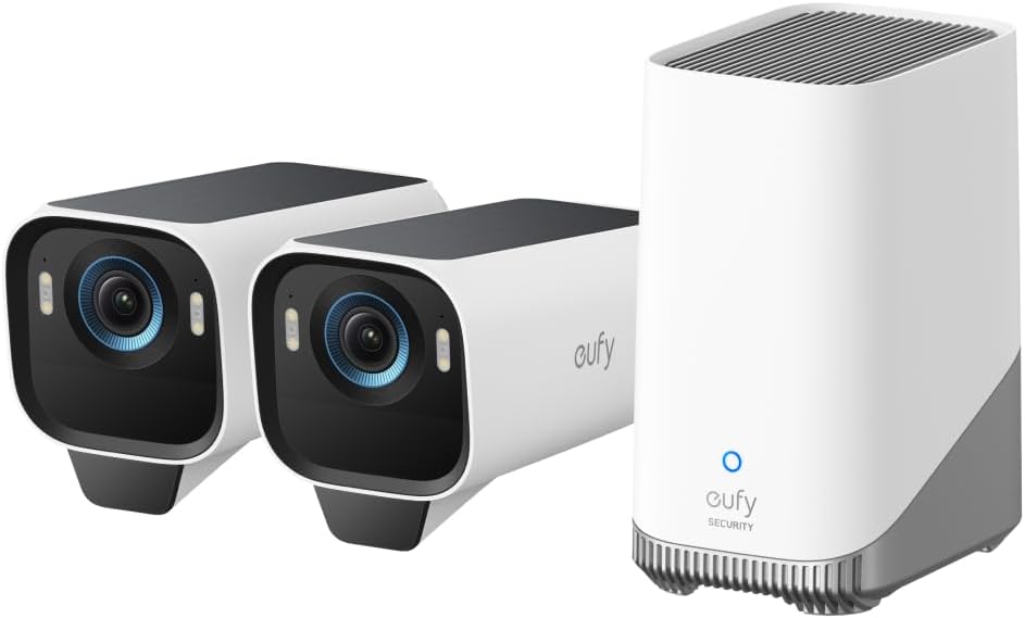 طقم كامرتين انكر يوفي كام S3 برو 2, طاقة شمسية, مراقبة خارجية بدقة 4K - ابيض | Anker Eufy Security EufyCam S3 Pro 2-Cam Kit, 4K Solar Outdoor Cameras - White