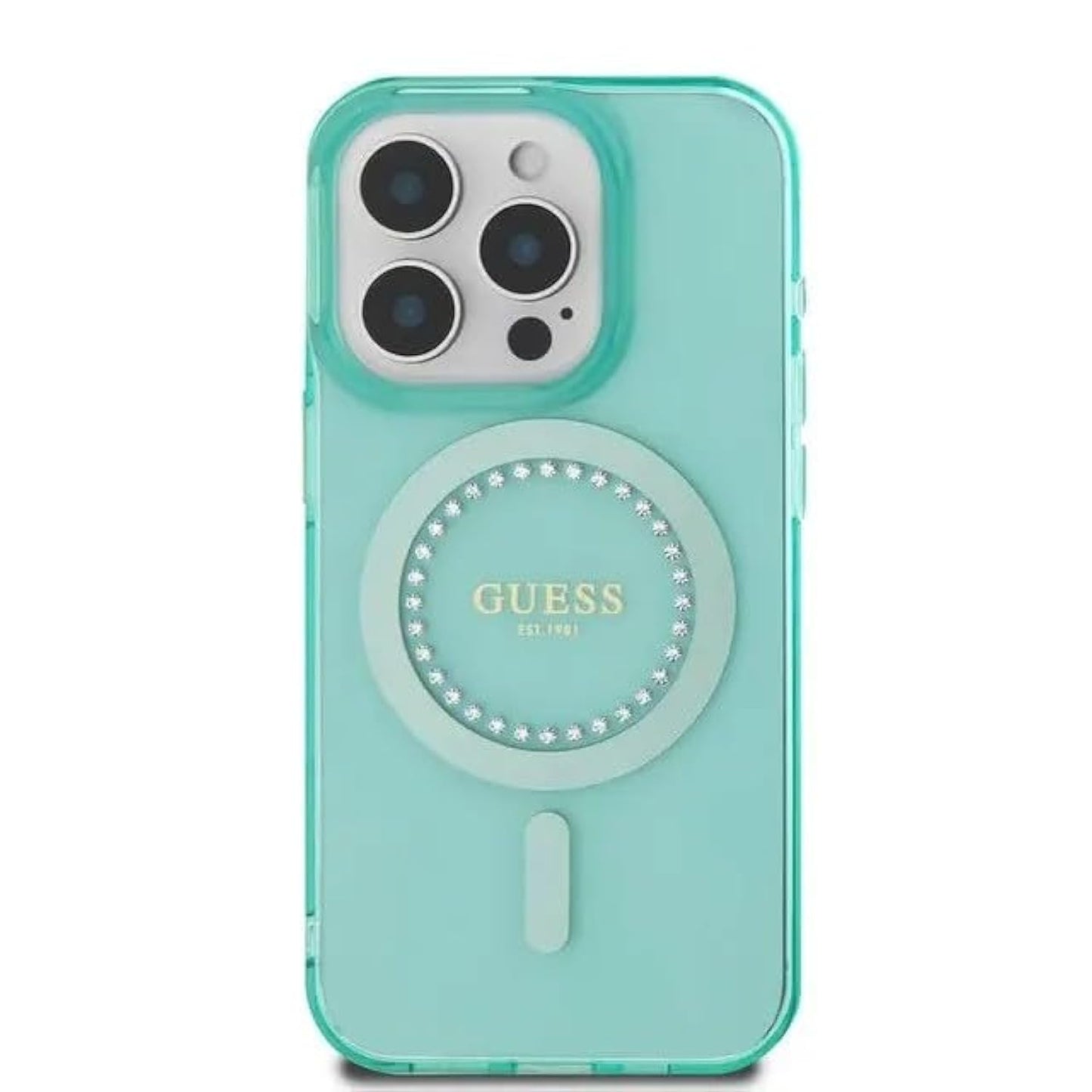 Guess MagSafe IML Hard Case with Rhinestones for iPhone 16 Pro Max | كفر GUESS صلب بترصيع كريستالي ودعم ماج سيف لهاتف ايفون 16 برو ماكس