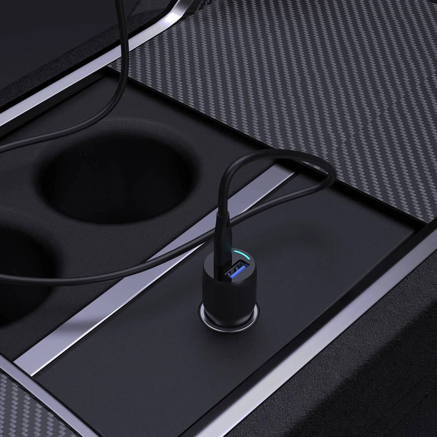 شاحن سيارة باورولوجي سريع بمنفذين يو اس بي اي و يو اس بي سي, بقدرة 35 واط | Powerology 35W PD + QC3.0 LED Dual Ports Car Charger.